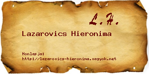 Lazarovics Hieronima névjegykártya